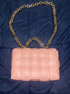 Bottega Veneta The Chain Cassette Bag In Peach W/ Gold Chain